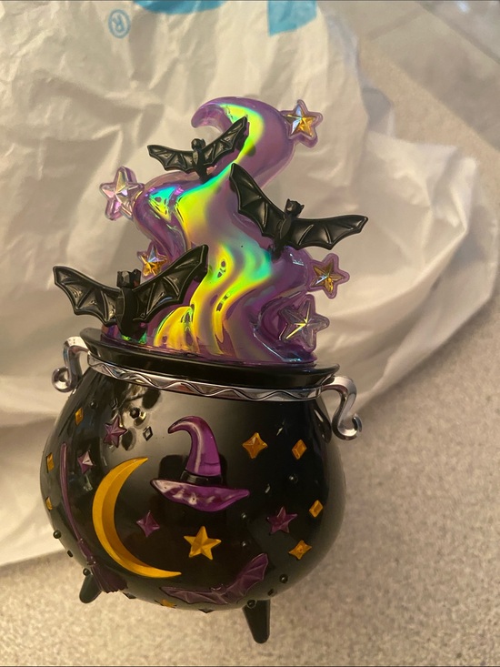 Bath & Body Works Other - Holographic Purple Cauldron Figurine with Black Bats wallflower light up